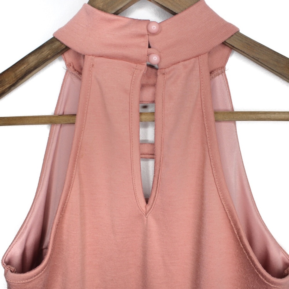 Touch Blue Nude Blush Pink Halter Top Large Preowned - Picture 5 of 6